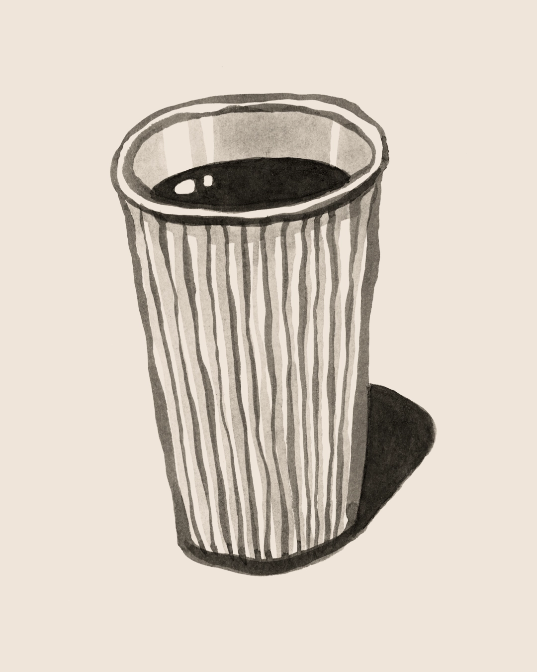 Zeichnung eines Plastikbechers mit heißer Schokolade